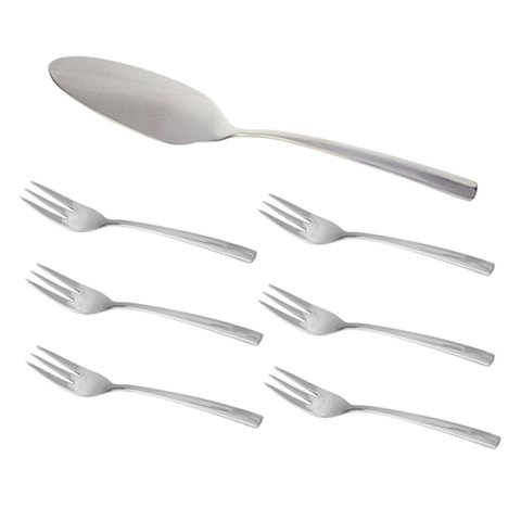 Jogo de 7 Peças para Bolo em Aço Inox com Caixa Black Lux Fracalanza