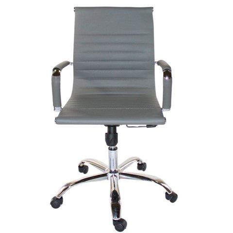 Cadeira Diretor Charles Eames Esteirinha Couro Pu 11d: Cinza