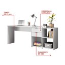 Ver imagem 7 de Escrivaninha Mesa de Escritório em L com 2 Gavetas e Nichos 148,6cm Flex Branca Office