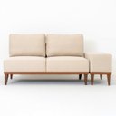 Ver imagem 2 de Sofá 2 Lugares e 1 Puff em Linho Boreal com Mola Ensacada CabeCasa MadeiraOriginals