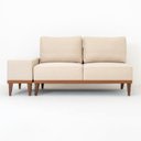 Ver imagem 1 de Sofá 2 Lugares e 1 Puff em Linho Boreal com Mola Ensacada CabeCasa MadeiraOriginals