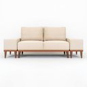 Ver imagem 1 de Sofá 2 Lugares e 2 Puffs em Linho Boreal com Mola Ensacada CabeCasa MadeiraOriginals