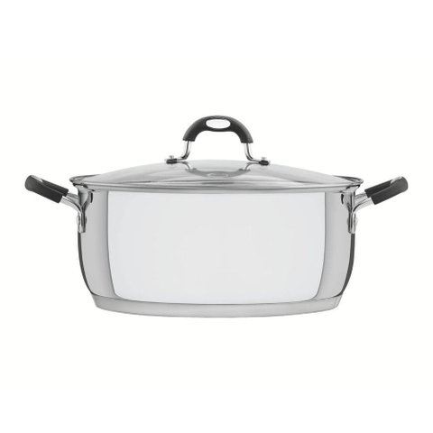 Caçarola Tramontina Astro Rasa Aço Inox Tampa de Vidro 30 Cm 8,5 Litros
