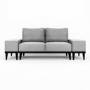 Ver imagem 1 de Sofá 2 Lugares e 2 Puffs em Linho Boreal com Mola Ensacada CabeCasa MadeiraOriginals