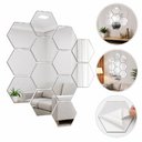 Ver imagem 1 de Espelho Adesivo Decorativo Acrilico Hexagonal Kit 12 Unidades Parede Espelhado Prata Kangur