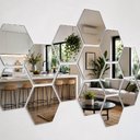 Ver imagem 5 de Espelho Adesivo Decorativo Acrilico Hexagonal Kit 12 Unidades Parede Espelhado Prata Kangur