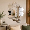 Ver imagem 6 de Espelho Adesivo Decorativo Acrilico Hexagonal Kit 12 Unidades Parede Espelhado Prata Kangur
