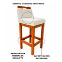 Ver mais imagens de Kit 2 Banqueta Alta de Madeira Aurora Balcão Cozinha Bistro com Encosto Corino Bege