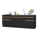 Ver imagem 5 de Kit 2 Balcões Com Rodapé Gabinete Pia E Cooktop Preto