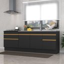 Ver imagem 1 de Kit 2 Balcões Com Rodapé Gabinete Pia E Cooktop Preto