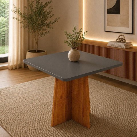 Mesa de Jantar 4 Lugares Quadrada Tampo de MDF Tulipa