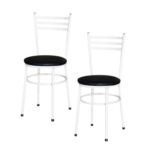2 Cadeiras para Mesa Epoxi Branca:preto