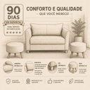 Ver mais imagens de Kit Namoradeira Lisboa 2 Lugares + 2 Puffs Redondos em Suede para Sala Marrom Conforto e Luxo