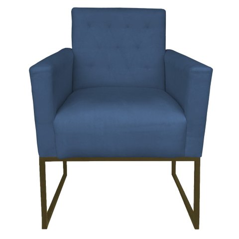 Poltrona Decorativa Juliette Suede Azul Marinho