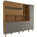 Ver imagem 3 de Cozinha Compacta Vanguardia 8 Portas 1 Gaveta 100% Mdf com Vidro Amêndoa/cinza - Panorama Móveis