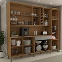 Ver imagem 2 de Cozinha Compacta Vanguardia 8 Portas 1 Gaveta 100% Mdf com Vidro Amêndoa/cinza - Panorama Móveis