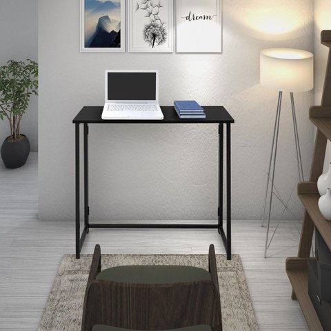 Escrivaninha Mesa Escritório Dobrável 80CMX45CM Link Tb 80cm Preto