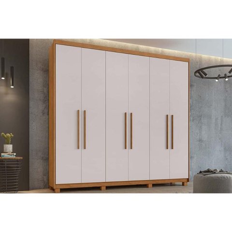 Guarda Roupa 6 Portas 5 Gav c/Pés Áries Lopas Amêndoa