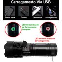 Ver mais imagens de Lanterna Led Recarregável Potente 2km Longo Alcance Zoom Focal 3 Modo Resistente Água Power Bank