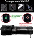Ver mais imagens de Lanterna Led Recarregável Potente 2km Longo Alcance Zoom Focal 3 Modo Resistente Água Power Bank