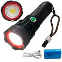 Ver imagem 1 de Lanterna Led Recarregável Potente 2km Longo Alcance Zoom Focal 3 Modo Resistente Água Power Bank