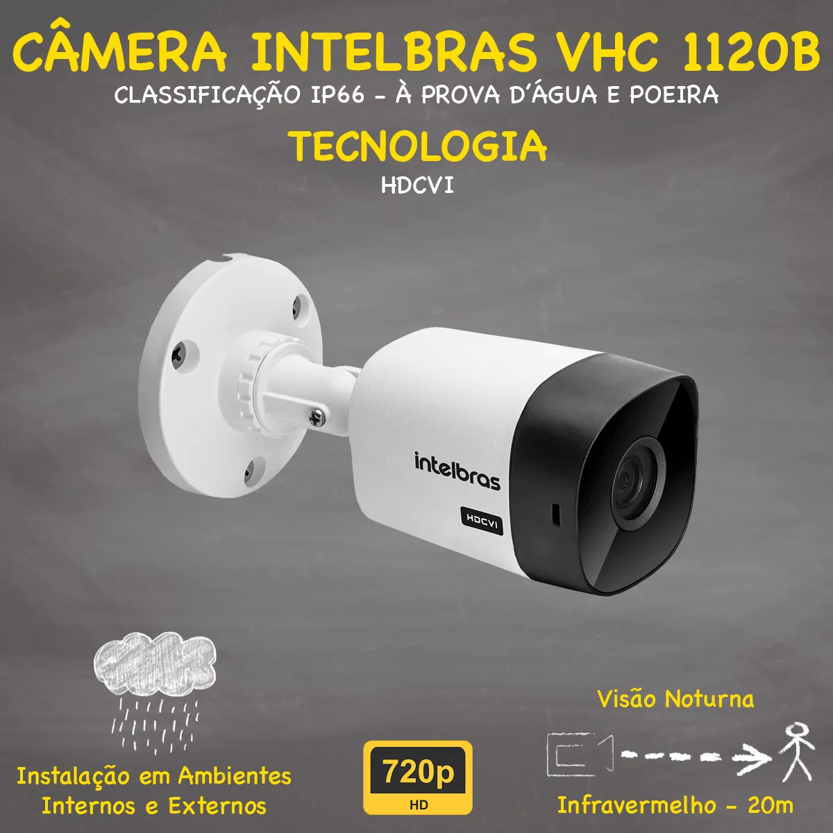 Kit Intelbras 10 Câmeras Segurança Vhc 1120 20m Dvr de 16 Canais 6 Tb - 3