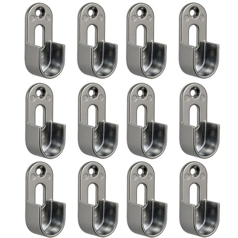 12 Suporte Cabideiro Tubo Oblongo Oval Armário Guarda Roupa e Closet - Prata