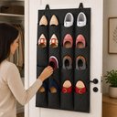 Ver imagem 5 de Organizador Vertical de Armário 16 Nichos Sapateira 8 Pares Suspensa Dobrável Multiuso para Closet e