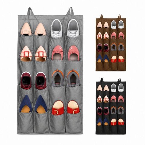 Organizador Vertical de Armário 16 Nichos Sapateira 8 Pares Suspensa Dobrável Multiuso para Closet e