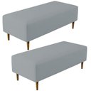Ver imagem 1 de Kit 02 Puffs Bali W01 Pés Palito 120x50 Cm Suede Cinza