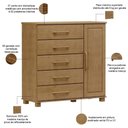Ver imagem 4 de Cômoda Sapateira para Quarto Closet 5 Gavetas 1 Porta Zahav F06 Freijó - Lyam Decor