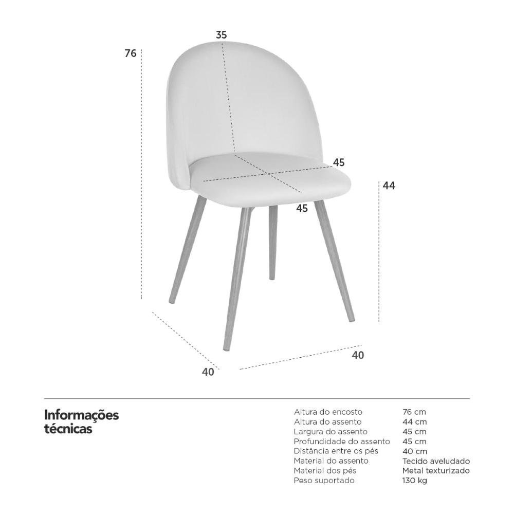 Cadeira jantar estofada Maite Sedona veludo - 6