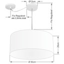 Ver imagem 2 de Lustre Pendente Cilíndrico Com Desvio de Centro Vivare Md-4151 Cúpula em Tecido 50x25cm - Bivolt - L