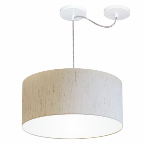 Lustre Pendente Cilíndrico Com Desvio de Centro Vivare Md-4151 Cúpula em Tecido 50x25cm - Bivolt - L