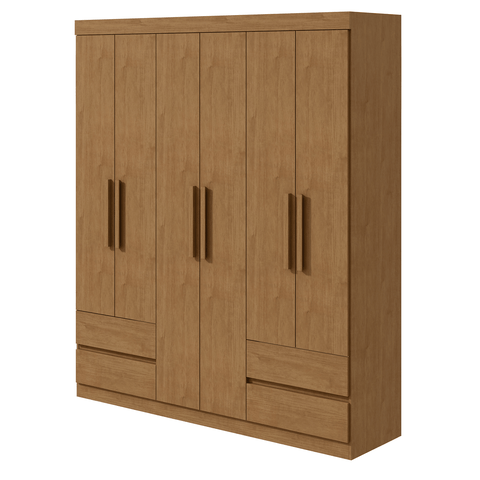 Guarda-Roupas Zeus 6 portas S/esp E S/pes Pvc Amendoa Clean Móveis Lopas