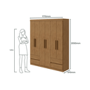 Ver imagem 4 de Guarda-Roupas Zeus 6 portas S/esp E S/pes Pvc Amendoa Clean Móveis Lopas