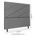 Ver imagem 3 de Cabeceira Casal 140 Cm com Frame Cristal Corino Cinza Artte