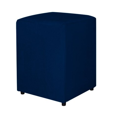 Puff Quadrado Suede Azul Marinho - Vallisa Decor
