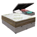 Ver imagem 1 de Cama Box Baú Bipartido King Cinza e Colchão Gold Ultragel Molas Ensacadas Ortobom