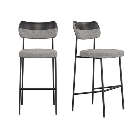 Kit 2 Banqueta Média Maia Bar Cozinha Espaço Gourmet Preto/cinza