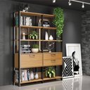 Ver imagem 1 de Estante para Livros 2 Gavetas 1 Porta Estilo Industrial E92 Freijó Preto Fosco Dalla Costa