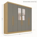 Ver imagem 4 de Guarda-Roupa Casal Modulado de Canto com Espelho 11 Portas Multimóveis Madeirado/Cinza