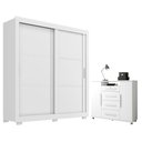Ver imagem 1 de Guarda Roupa Casal Titanium 2 Portas Correr 4 Gavetas MDP com Cômoda Sapateira Branco Zanzini Mó