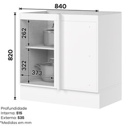 Balcão Canto Reto 01 Porta Americana Branco Hp - Henn - 3