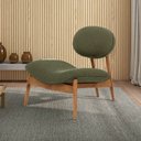 Ver imagem 2 de Poltrona Decorativa Yves Base Madeira Castanho Linho Verde - Nexta Casa