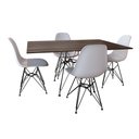 Ver imagem 1 de Conjunto De Mesa De Ferro Preto Tampo Amêndoa 120X75 4 Cadeiras Ferro Preta Assento Bra