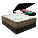 Ver imagem 1 de Cama Box Baú Bipartido Casal Preto e Colchão Gold Ultragel Molas Ensacadas Ortobom