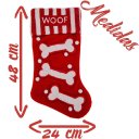 Ver imagem 2 de Bota Meia Natalina Decoração Tecido Woof Woof 48cm