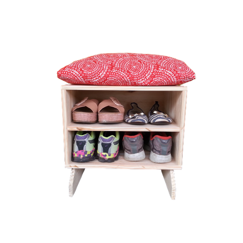 Sapateira madeira Puff mandala red