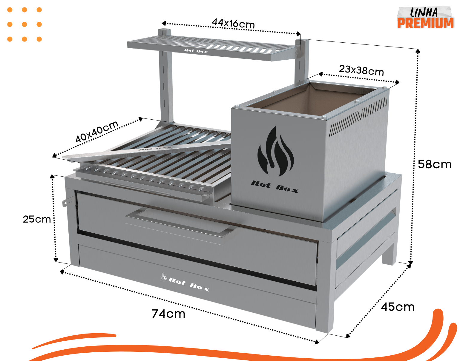 Parrilla para Bancada 74x45 com Grelha Argentina - 2